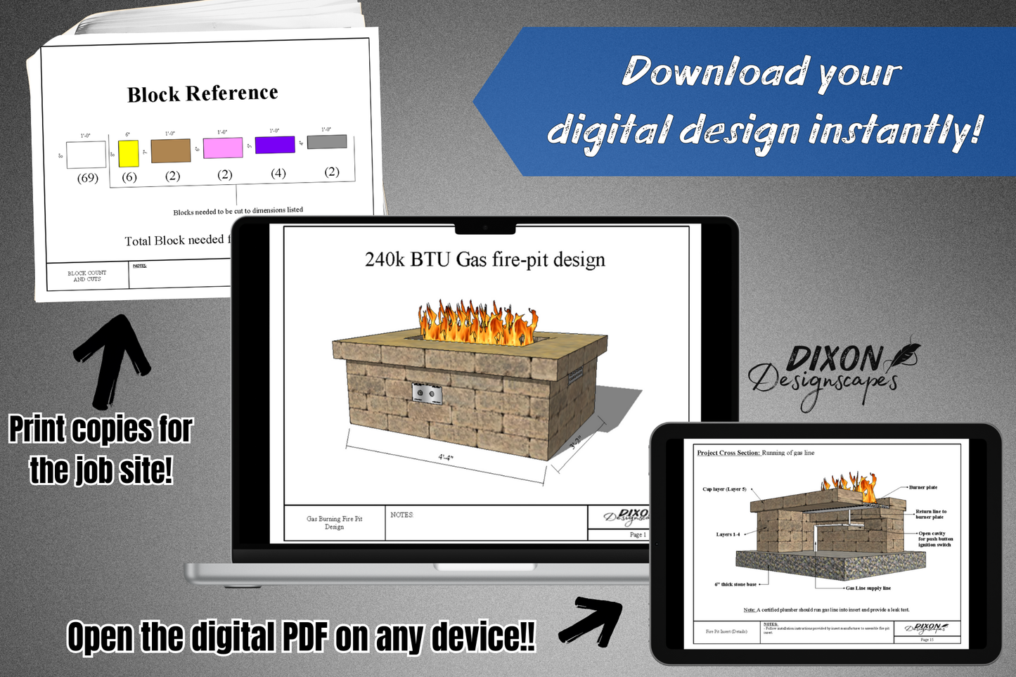 240K BTU Gas Fire Pit Design