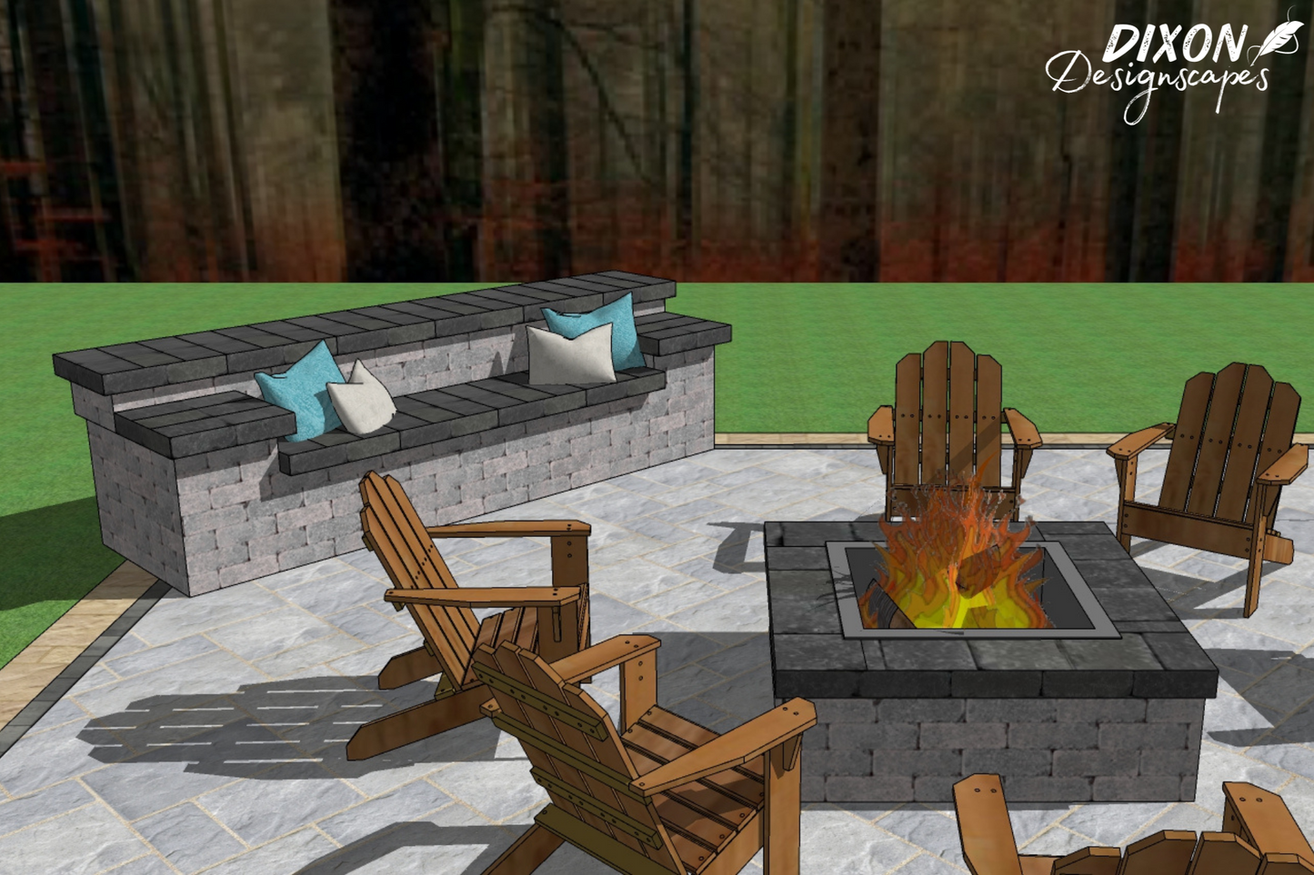 Dakota Bench and Fire Pit Combo Design