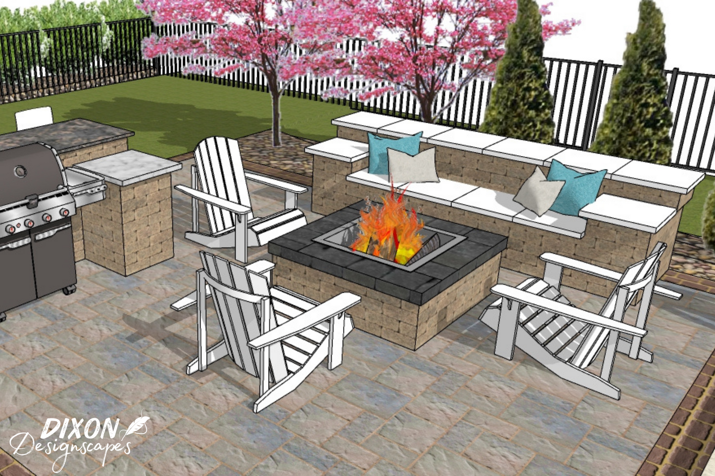 Dakota Bench and Fire Pit Combo Design