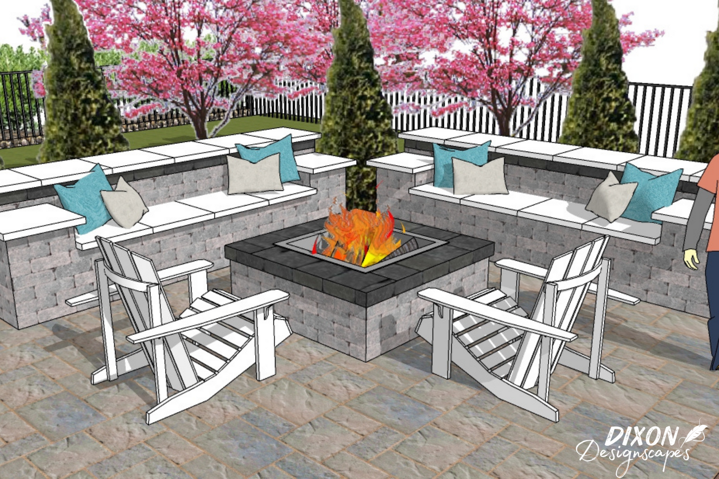 Dakota Bench and Fire Pit Combo Design